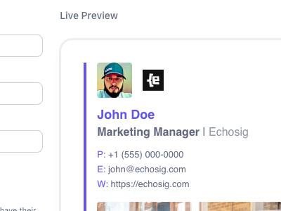 See exactly how it looks split-view: the email client setup on the left, the final sent email on the right.